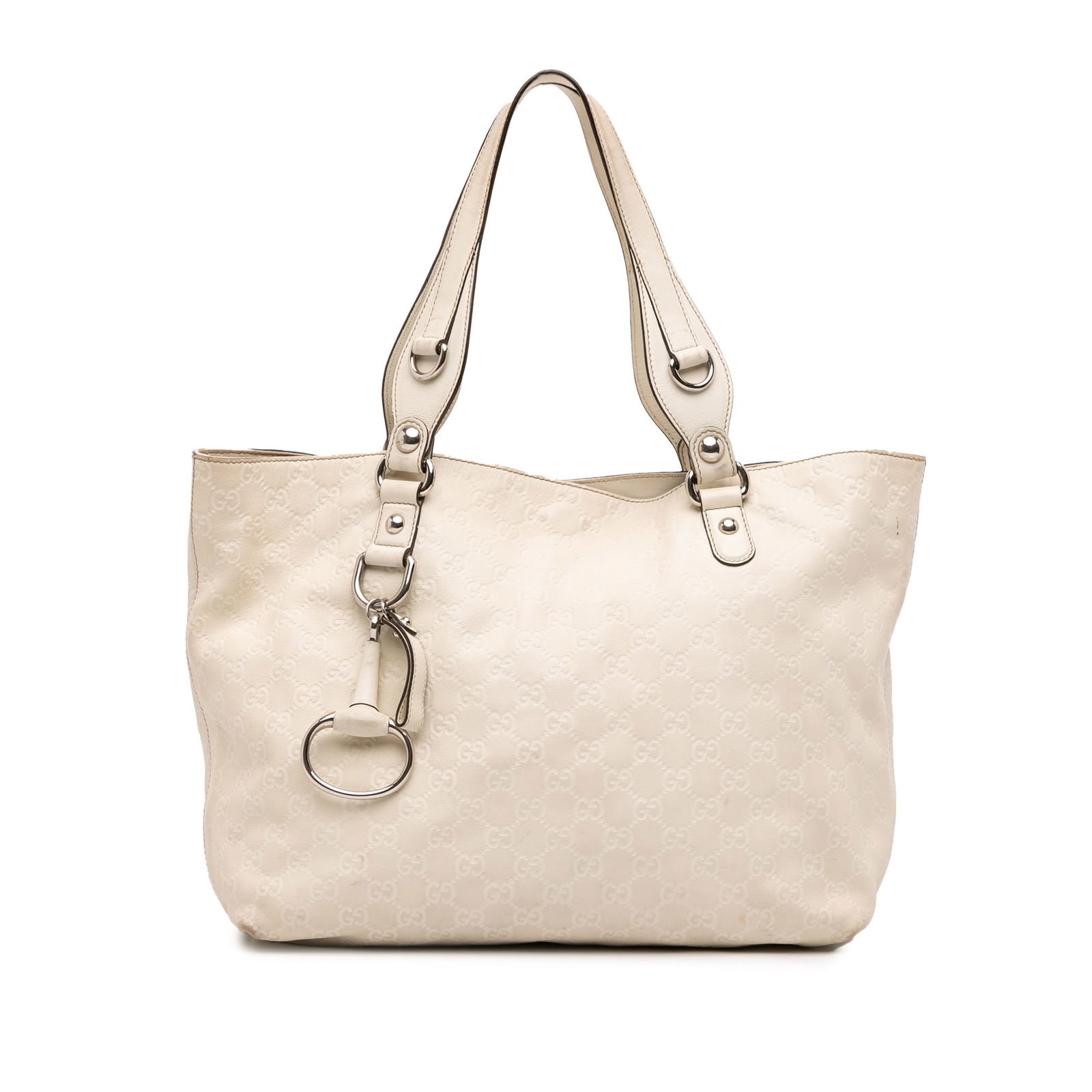 Gucci Guccissima Icon Bit White Leather Satchel Tote Bag (1 of 11)