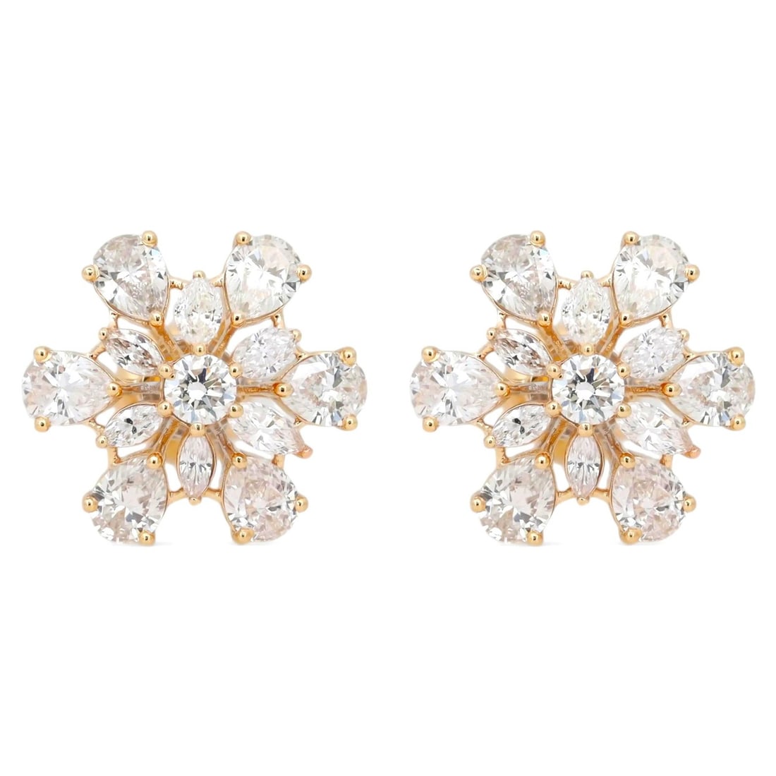 Rachel Koen 14k Yellow Gold Lab Diamond Flower Stud Earrings 2.85 Carat (1 of 4)