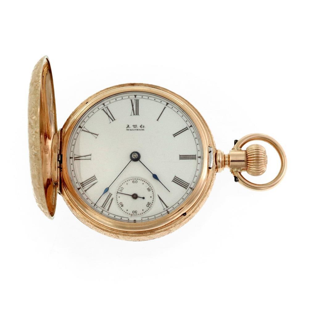 Waltham 14k Tricolor Gold Floral Full Hunter Pocket Watch (1 of 5)