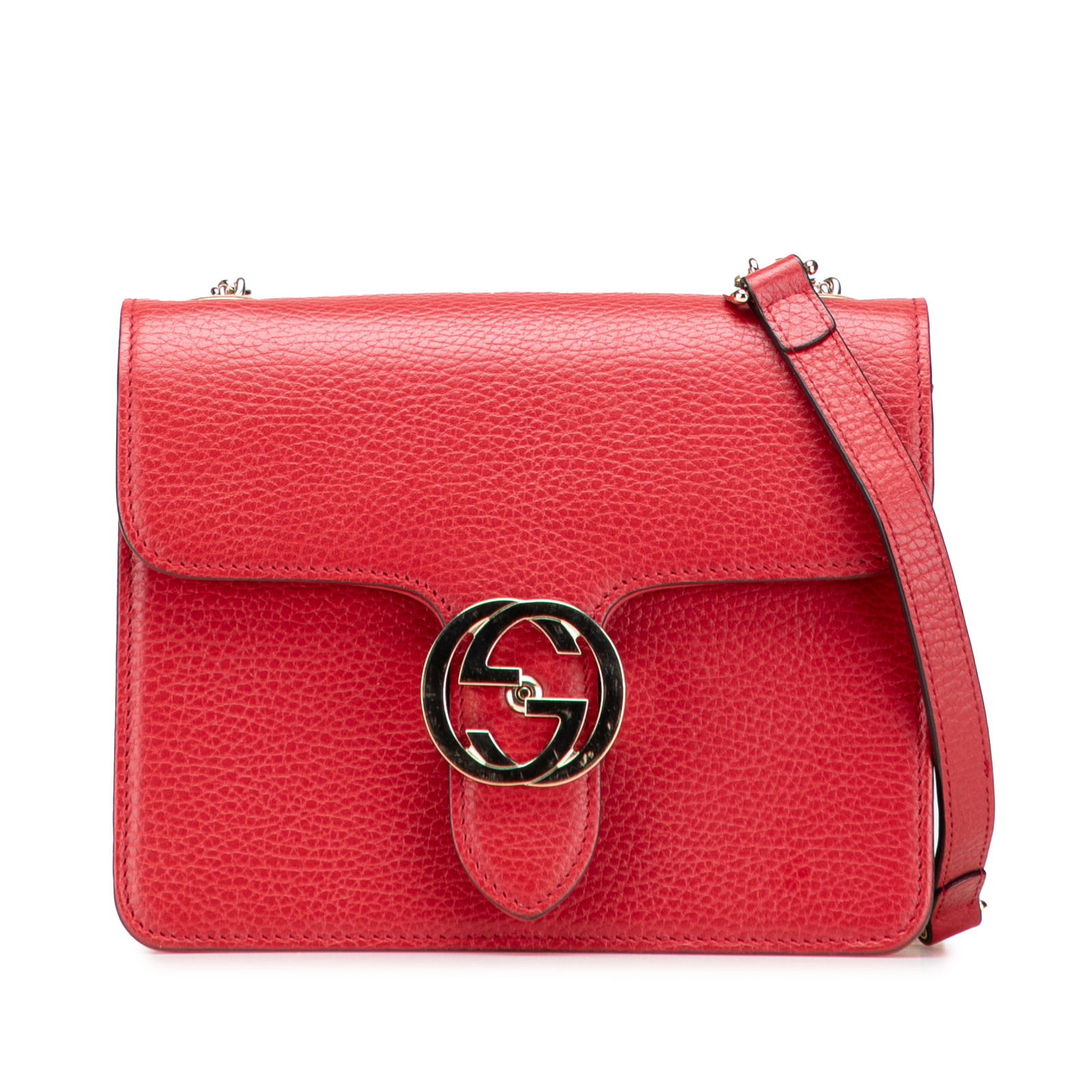 Gucci Small Dollar Red Calfskin Interlocking G Crossbody Bag (1 of 10)