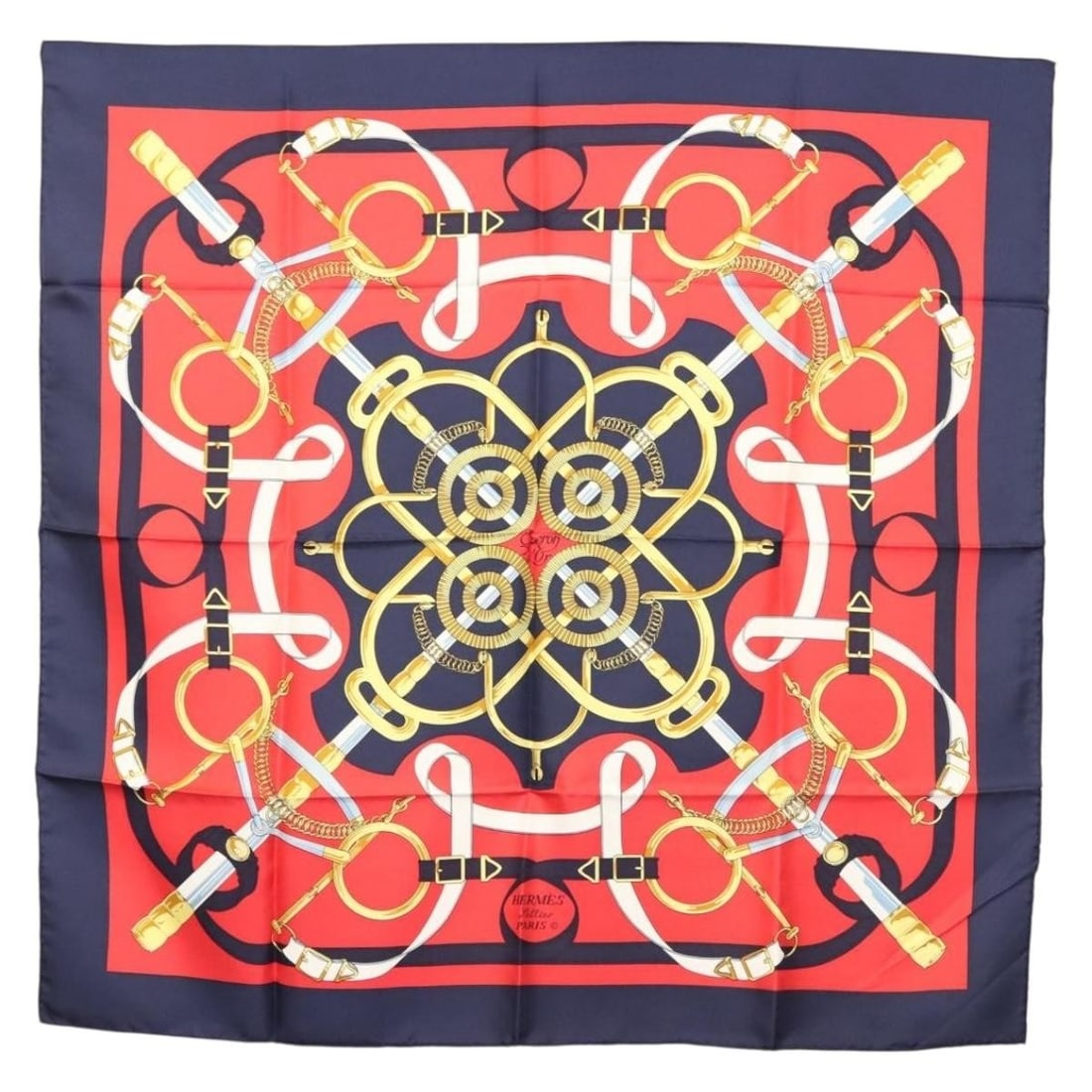 Hermes Navy Silk Carre 90 Square Scarf (1 of 1)