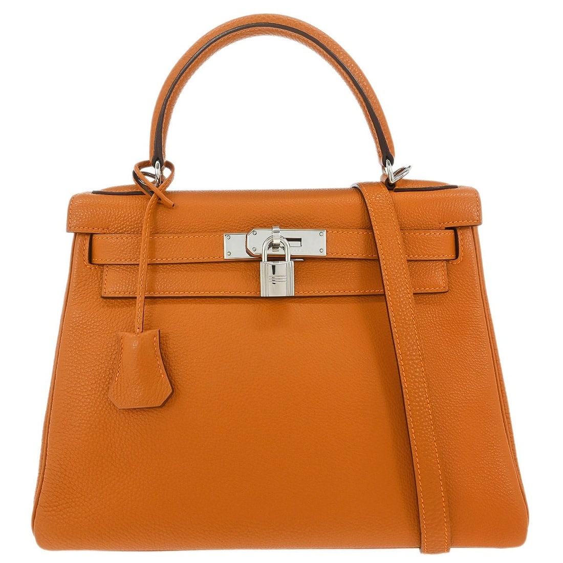 Hermes Kelly 28 Togo Orange Leather 2way Handbag France (1 of 10)