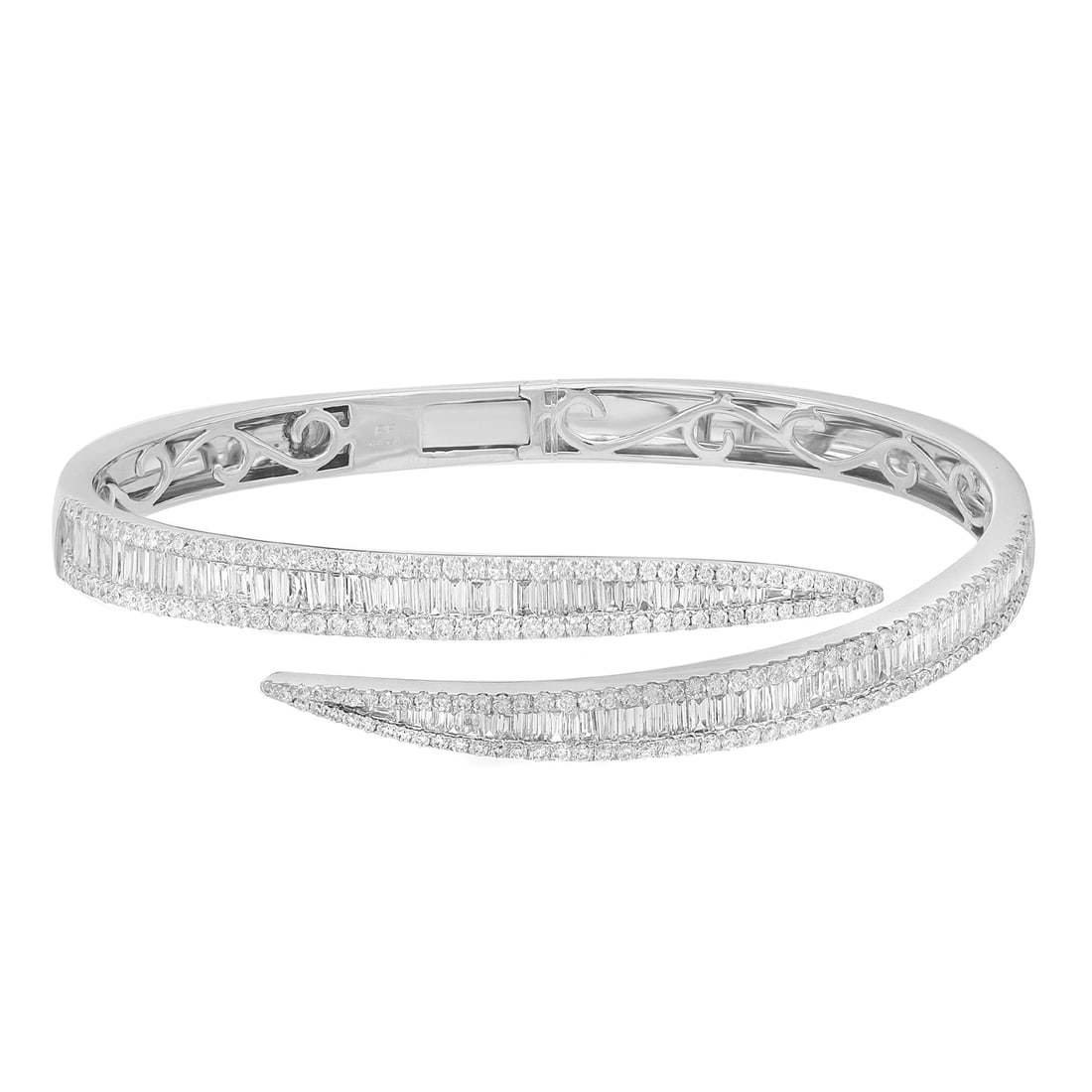 Rachel Koen 18K White Gold Diamond Bangle Bracelet 3.95ct Channel Set (1 of 7)