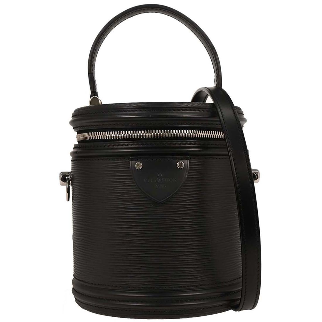 Cannes Black Handbag by Louis Vuitton: Cannes Black Handbag by Louis Vuitton This pre-owned Louis Vuitton Cannes handbag features a black exterior with some visible dirt and stains, as well as minor stains inside. It is designed for women