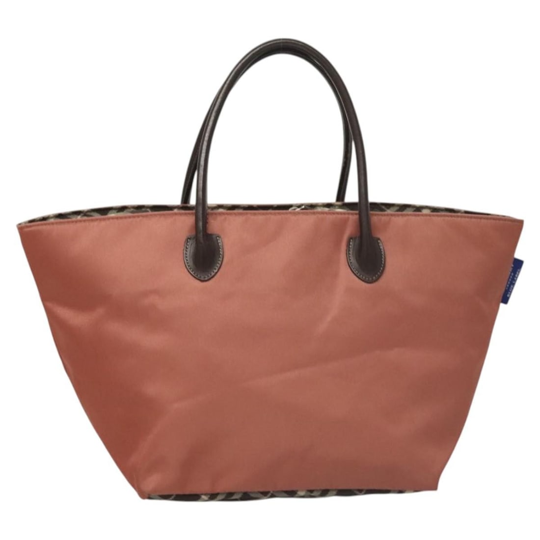 Pink Nova Check Tote Bag by Burberry: Pink Nova Check Tote Bag by Burberry This Burberry Nova Check tote bag features a pink colorway and is crafted for female users. The bag shows signs of use, including rubbing, slight stains, and scrat