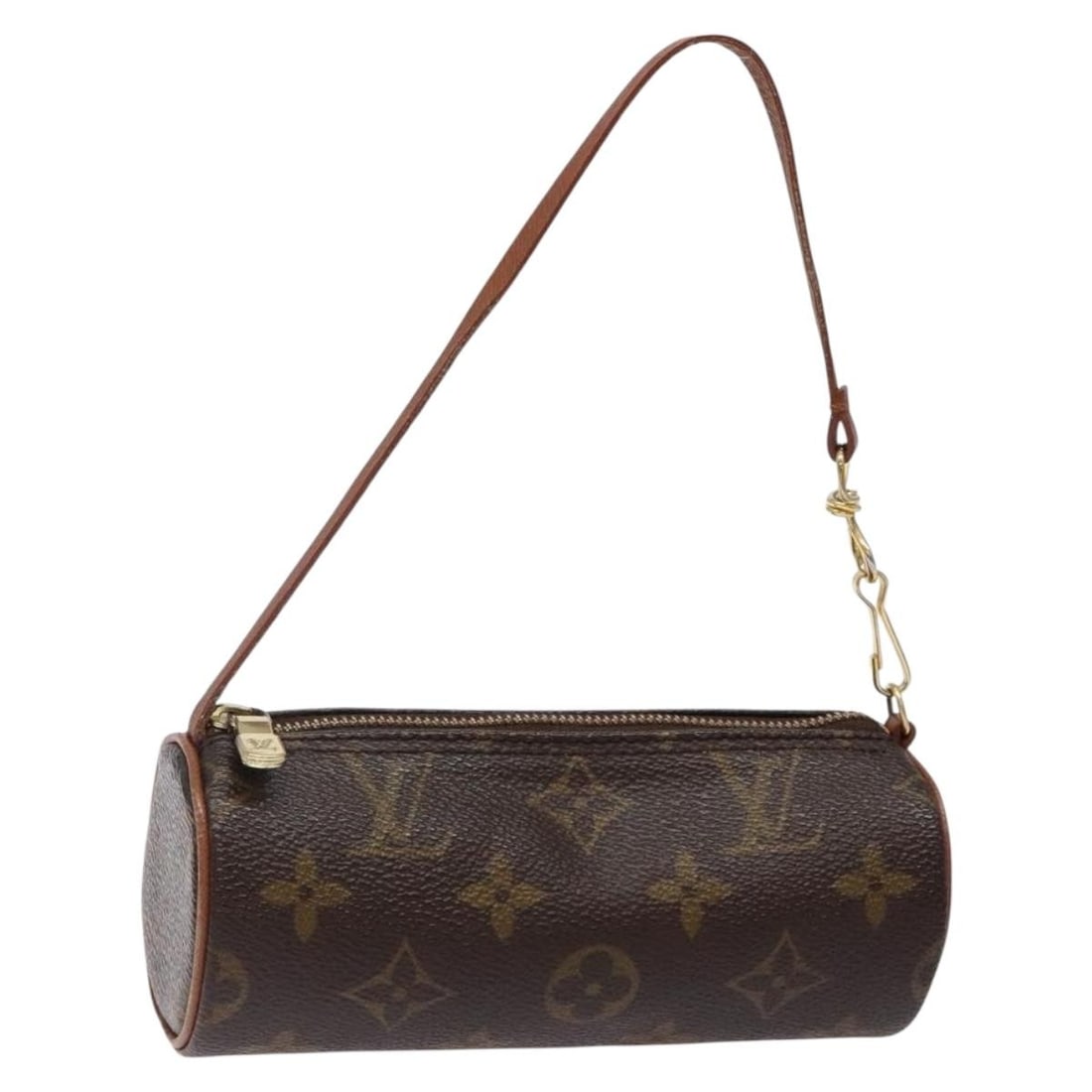 Papillon Pochette handbag in brown by Louis Vuitton: Papillon Pochette handbag in brown by Louis Vuitton This Louis Vuitton Papillon Pochette bag features a brown exterior with slight rubbing on the surface and handles, as well as some loss of shape on