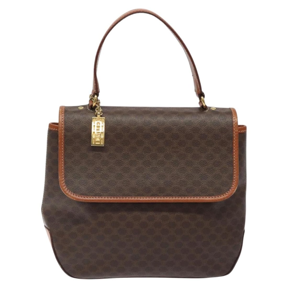 Brown Macadam Pattern Celine Handbag with Leather Trim (1 of 2)