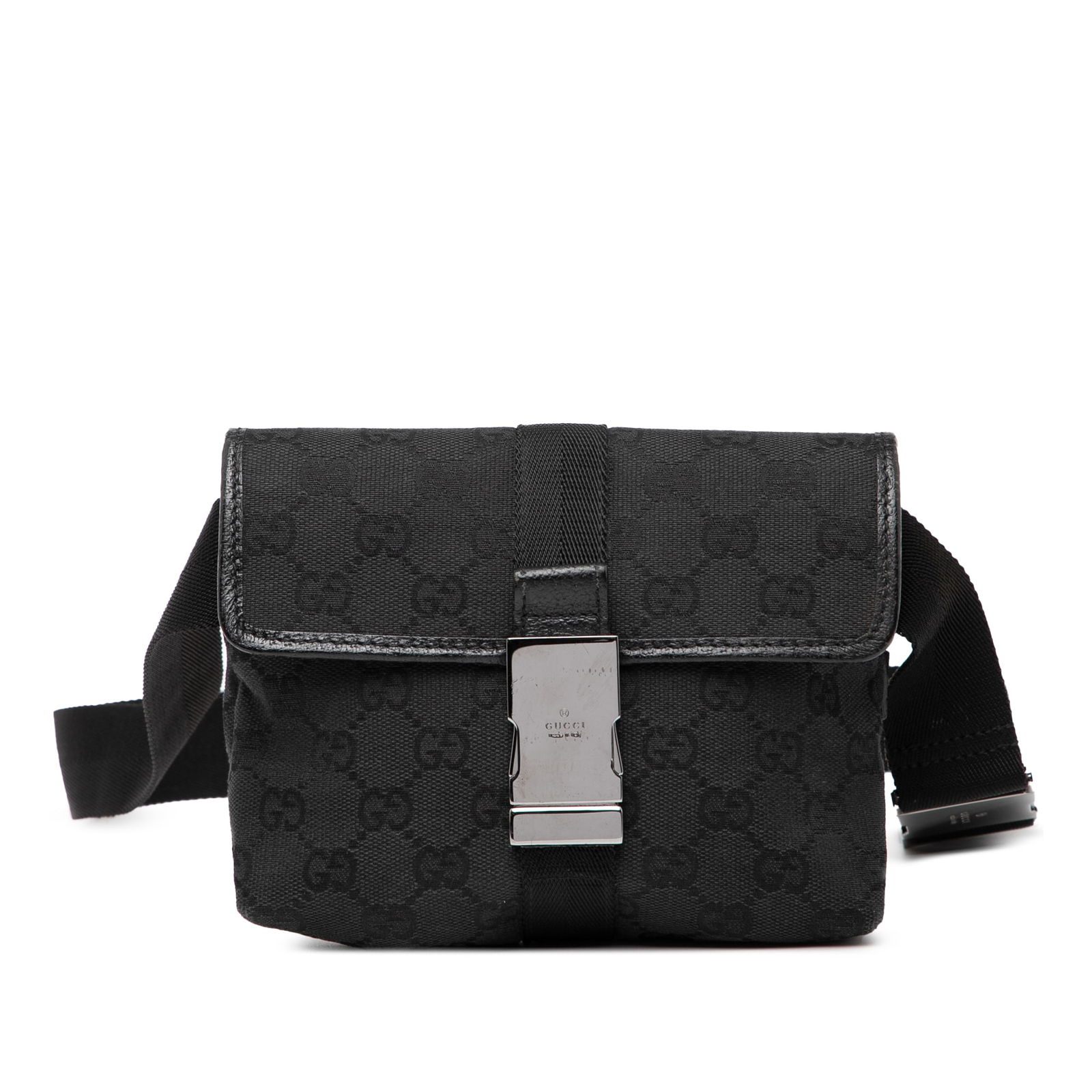Gucci GG Canvas Belt Bag Black Fabric with Leather Trim (1 of 7)