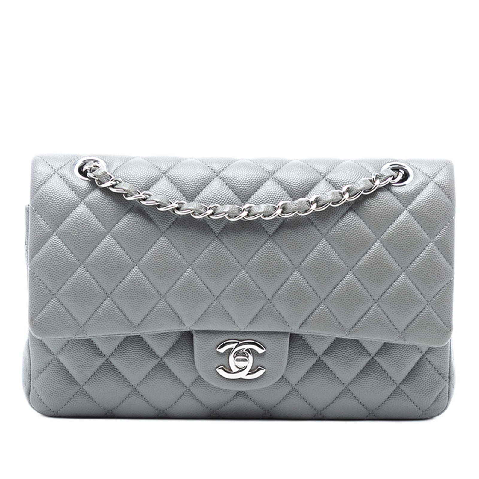 Gray Chanel Classic Medium Caviar Leather Double Flap Shoulder Bag (1 of 8)