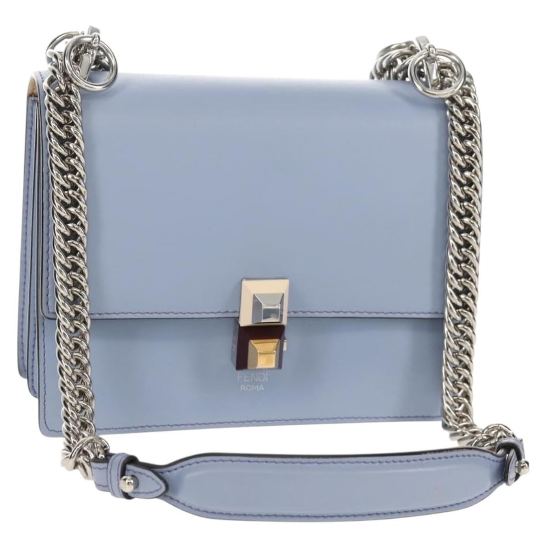 Fendi Cany Light Blue Leather Small Shoulder Bag Model 8M0381 with Dust Bag (1 of 18)
