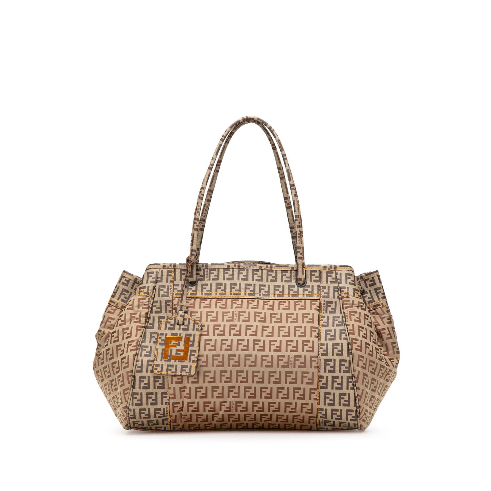 Fendi Zucchino Nylon Spalmati Grande Pillow Tote Brown Bag: Fendi Zucchino Nylon Spalmati Grande Pillow Tote Brown Bag The Fendi Zucchino Nylon and Spalmati Grande Pillow Tote is a stylish and functional accessory crafted from a coated canvas and nylon blend.