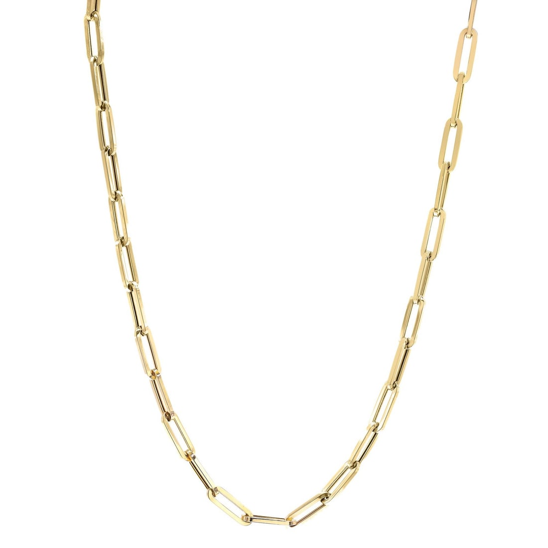 Rachel Koen 14K Yellow Gold Paper Clip Link Necklace 18in Adjustable (1 of 5)