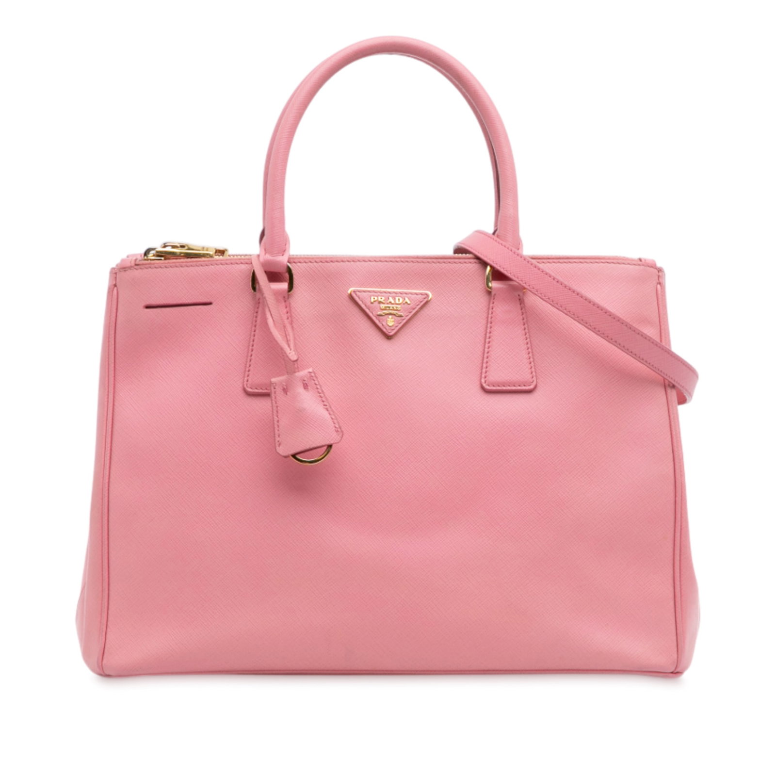 Prada Medium Saffiano Lux Galleria Double Zip Satchel Pink (1 of 11)
