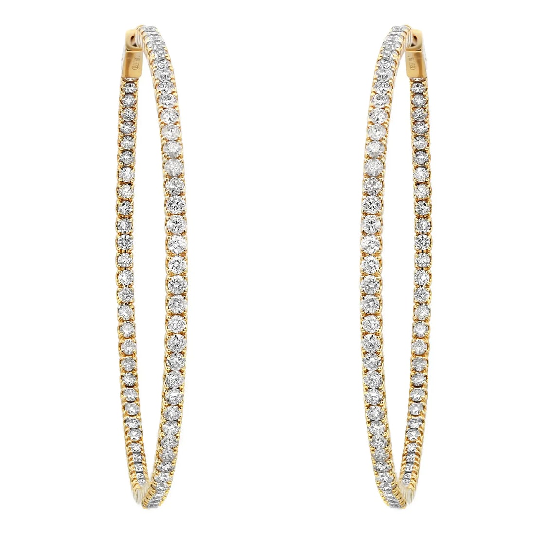 Rachel Koen 14K Yellow Gold Inside Out Diamond Hoop Earrings 4.30Cttw (1 of 4)