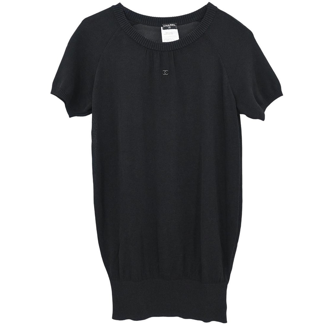 Chanel Black Basic T-Shirt Vintage Size 38 Casual Style (1 of 10)