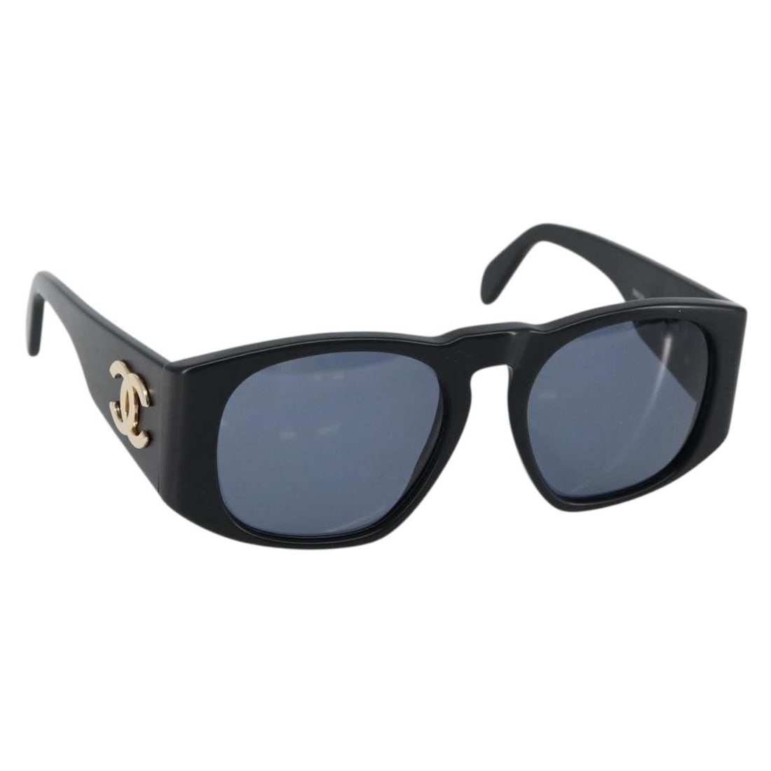 CHANEL COCO Mark Black Plastic Sunglasses Authentic Italy (1 of 11)