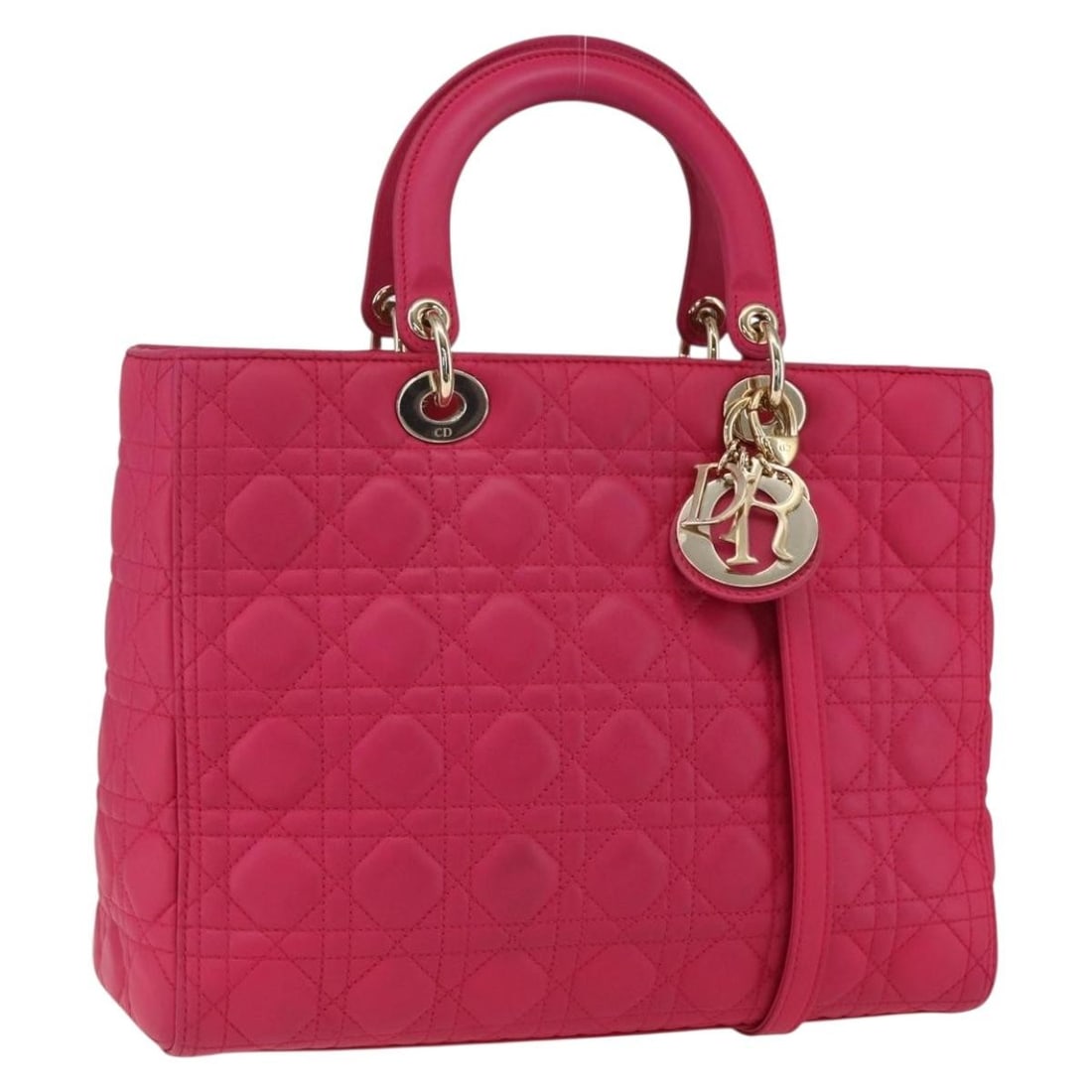 Christian Dior Lady Dior Hand Bag Leather Pink Gold 2way Auth (1 of 18)