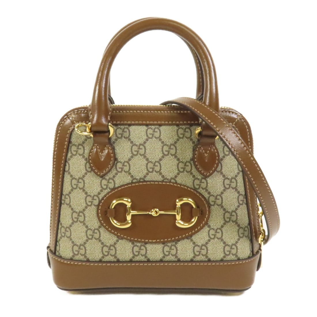 GUCCI 1955 Horsebit 2way Shoulder Bag Brown Coated Canvas (1 of 15)