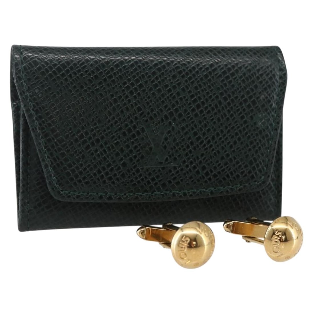 LOUIS VUITTON Taiga Gold Tone Cuffs Metal Auth 156221 (1 of 18)