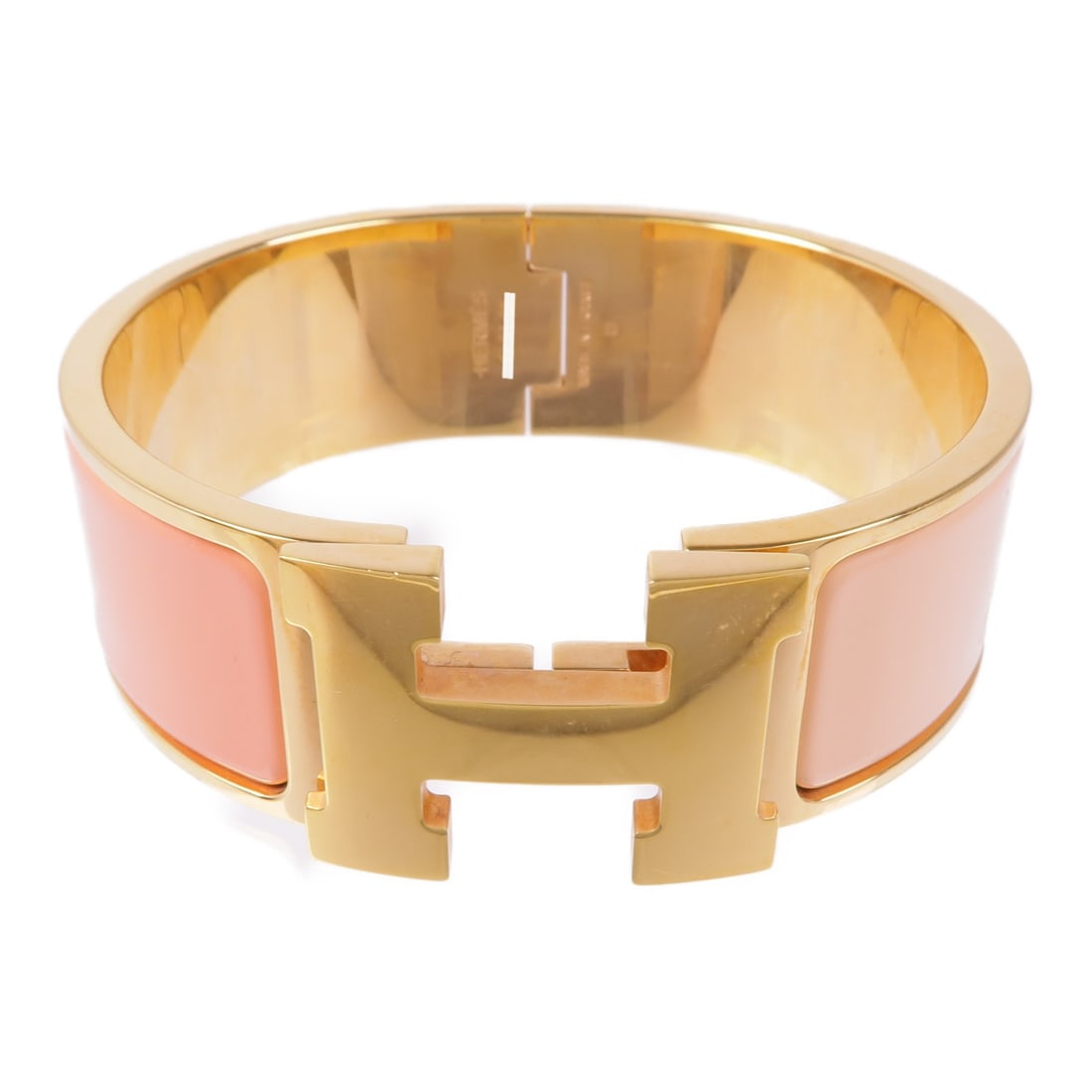 HERMES Clic-Clac H Pink Enamel Bracelet (1 of 10)