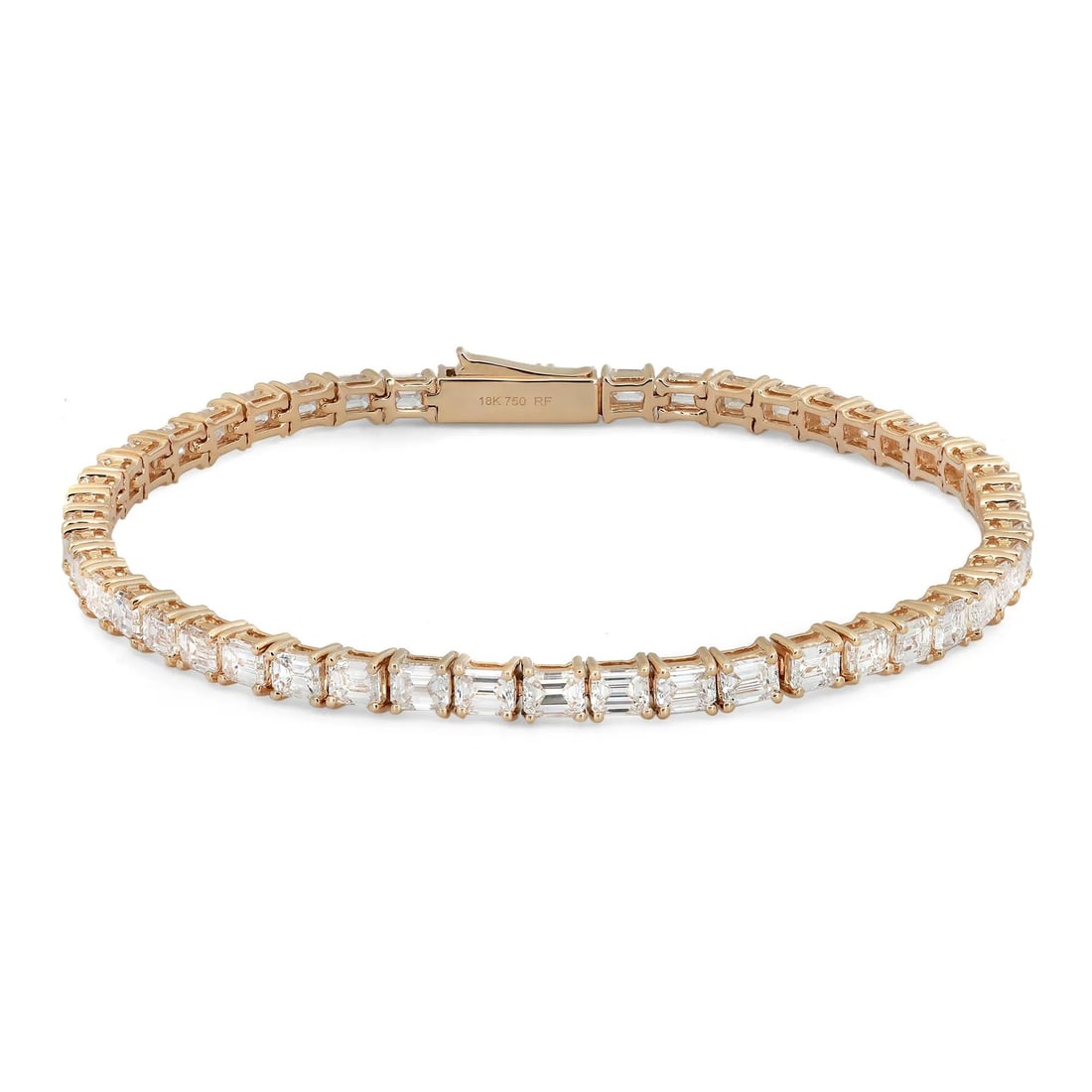 Rachel Koen 18K Yellow Gold Prong Set Emerald Cut Diamond Tennis Bracelet 5.16Cttw 7 Inches (1 of 4)