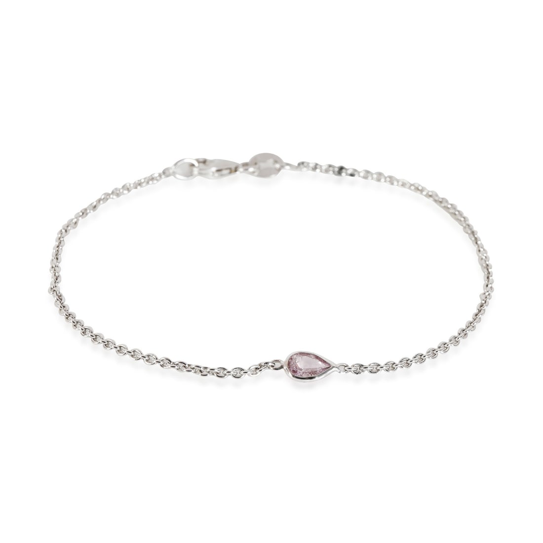 14K White Gold Bracelet with GIA Fancy Intense Purplish Pink Pear Diamond 0.18 Ct (1 of 3)