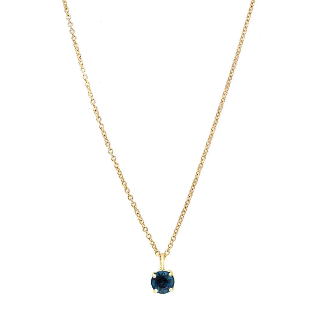 Rachel Koen 14K Yellow Gold Blue Sapphire Pendant Necklace: Rachel Koen 14K Yellow Gold Blue Sapphire Pendant Necklace Elevate your style with this stunning Prong Set Round Cut Blue Sapphire Birthstone Pendant Necklace. This exquisite piece features a radiant