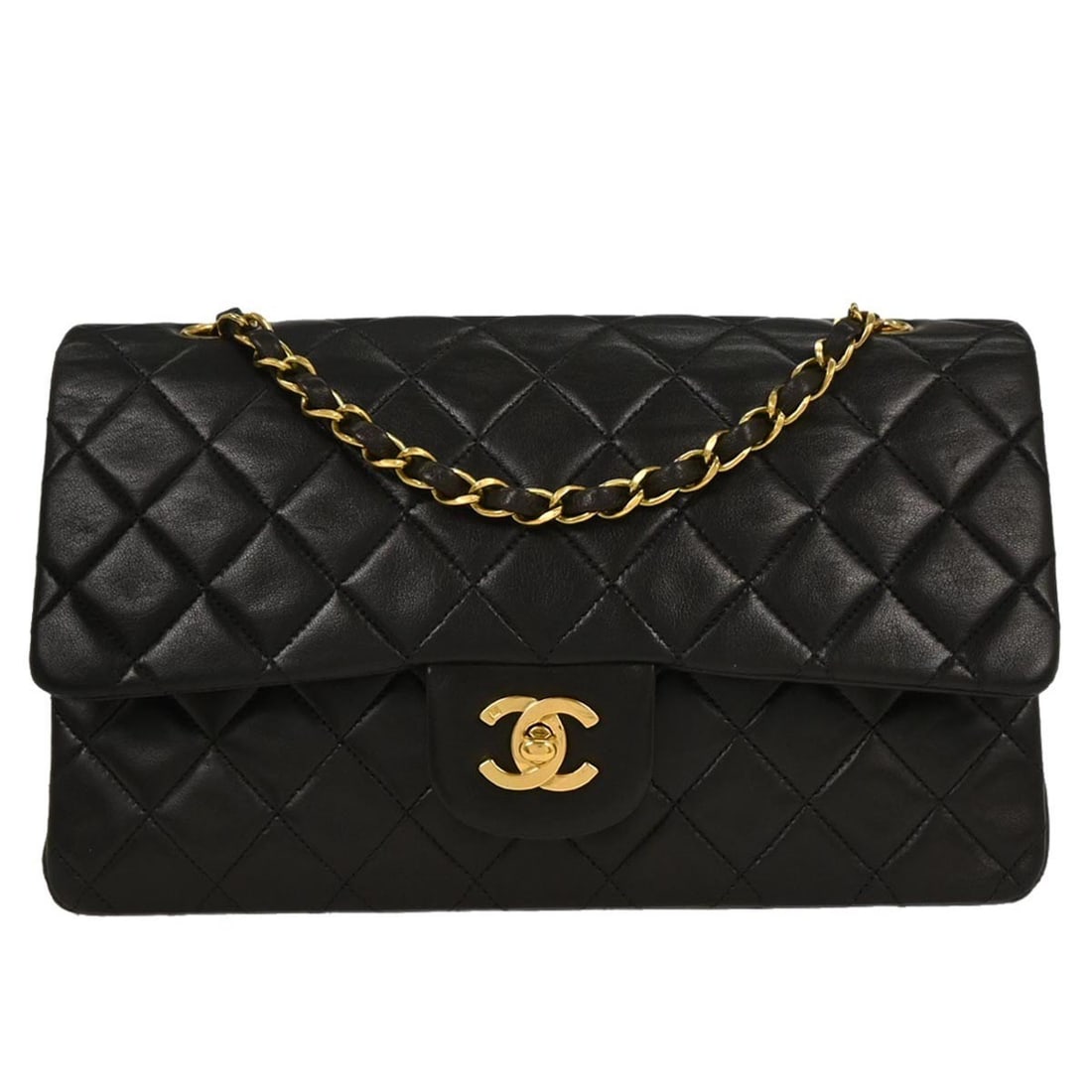 Chanel Black Lambskin Classic Double Flap Shoulder Bag (1 of 10)