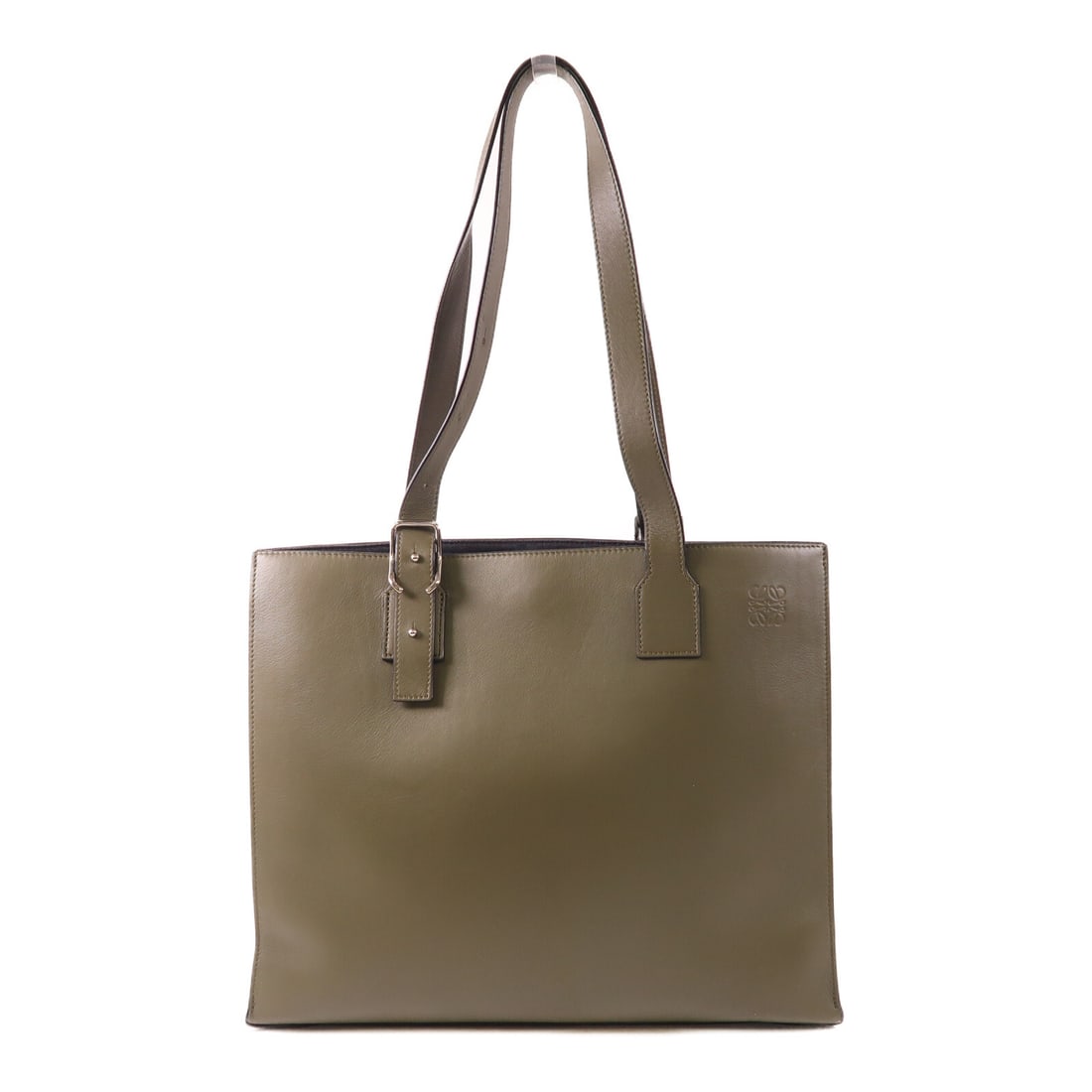 LOEWE Calfskin Leather Khaki Buckle Shoulder Bag (1 of 15)