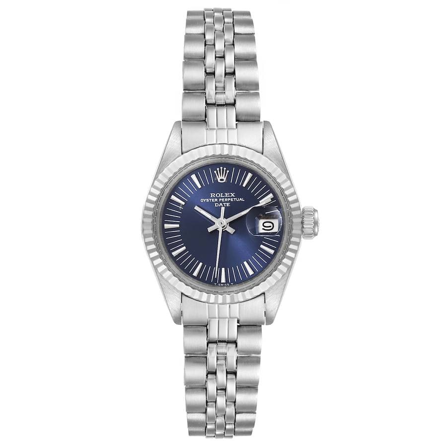 Ladies Rolex 6917 Blue Stick Dial Oyster Perpetual Date Jubilee Bracelet Watch (1 of 4)