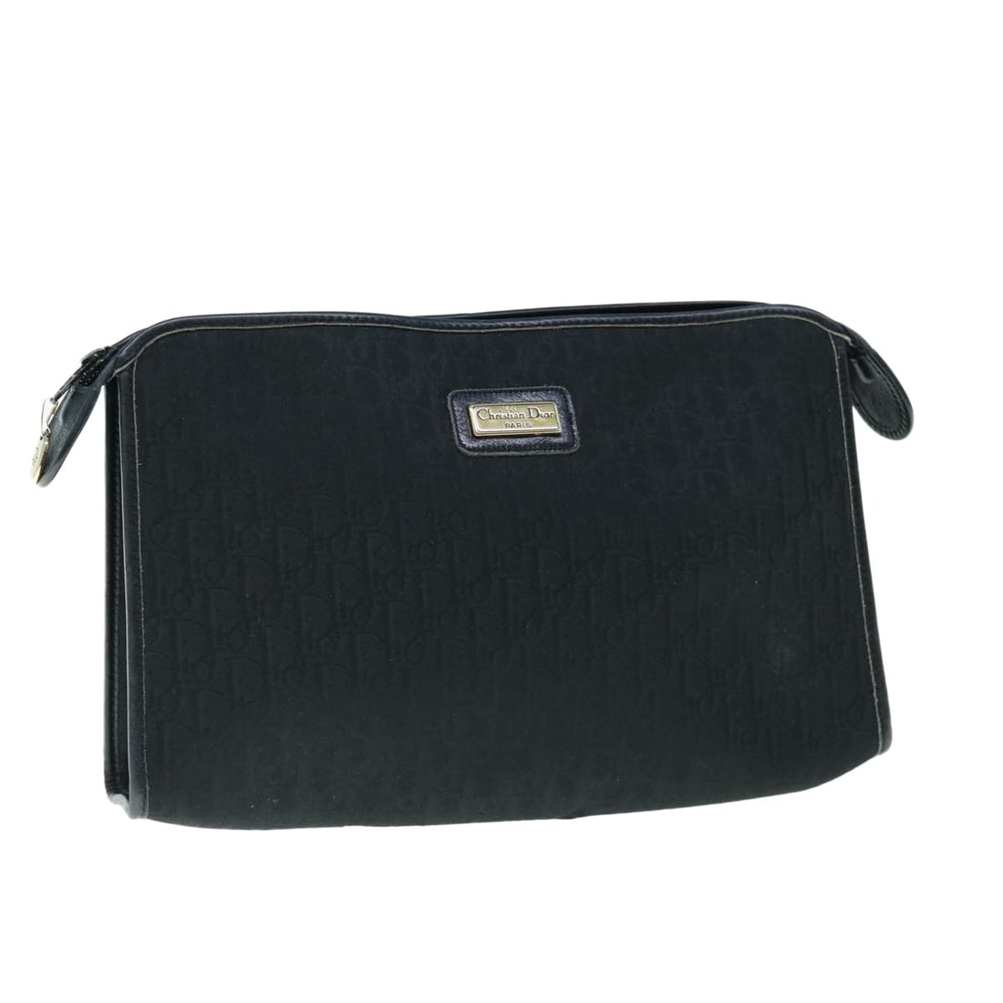Vintage Dior Trotter Black Pouch Clutch Bag: Vintage Dior Trotter Black Pouch Clutch Bag This vintage Christian Dior Trotter pouch features a black exterior with minor signs of use, including rubbing and slight scratches on the metal fittings. T