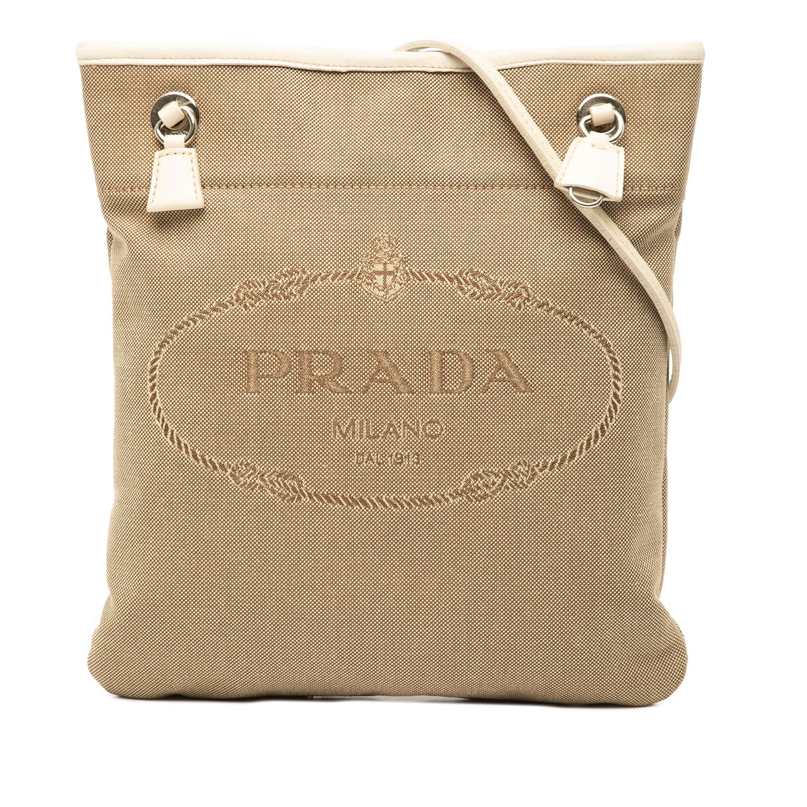 Prada Canvas Canapa Logo Crossbody Bag Italy Brown (1 of 7)