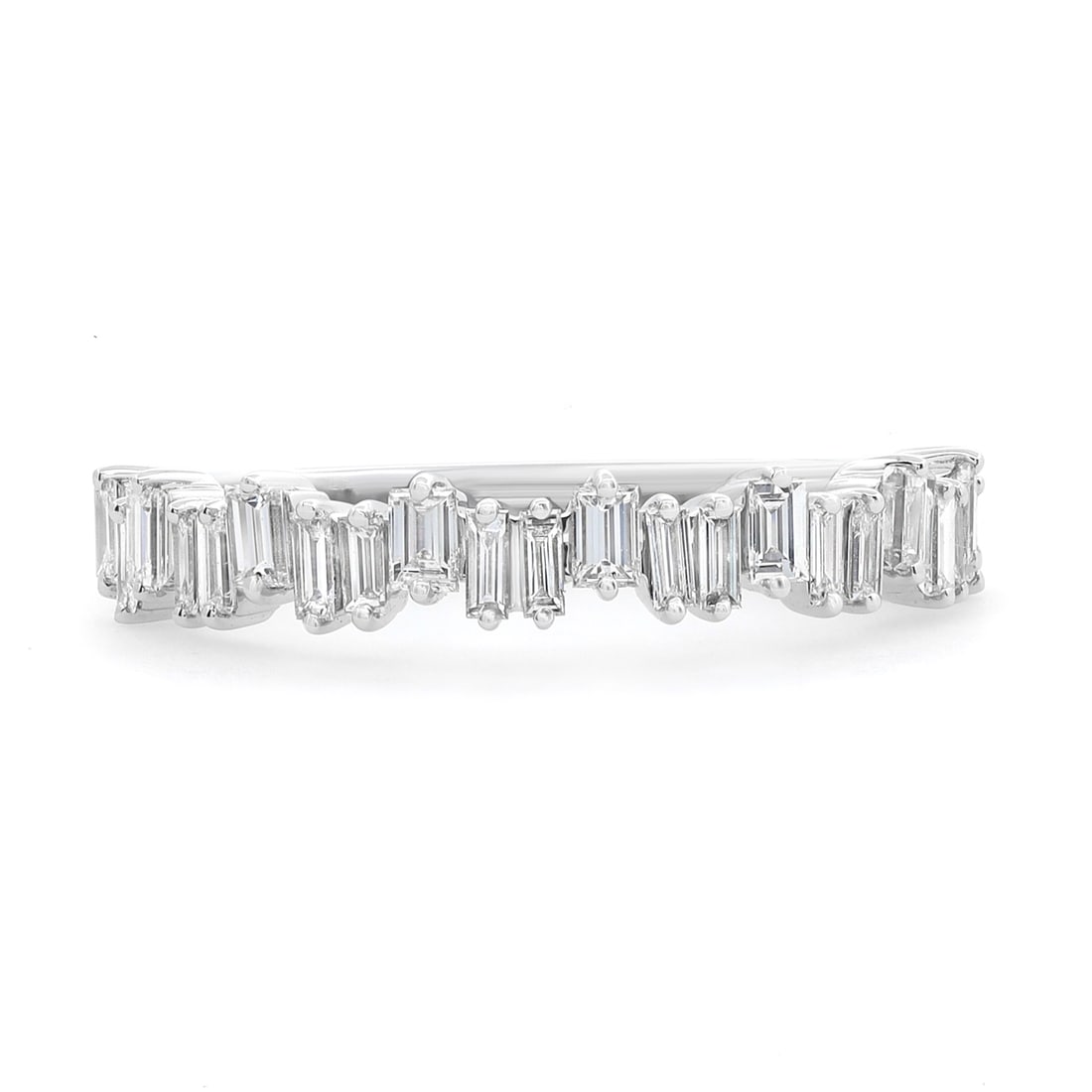 Rachel Koen 18K White Gold Baguette Diamond Ring 0.63CTW Size 6.5: Rachel Koen 18K White Gold Baguette Diamond Ring 0.63CTW Size 6.5 This exquisite 18K white gold ring by Rachel Koen is a stunning addition to any jewelry collection. Featuring a total carat weight of