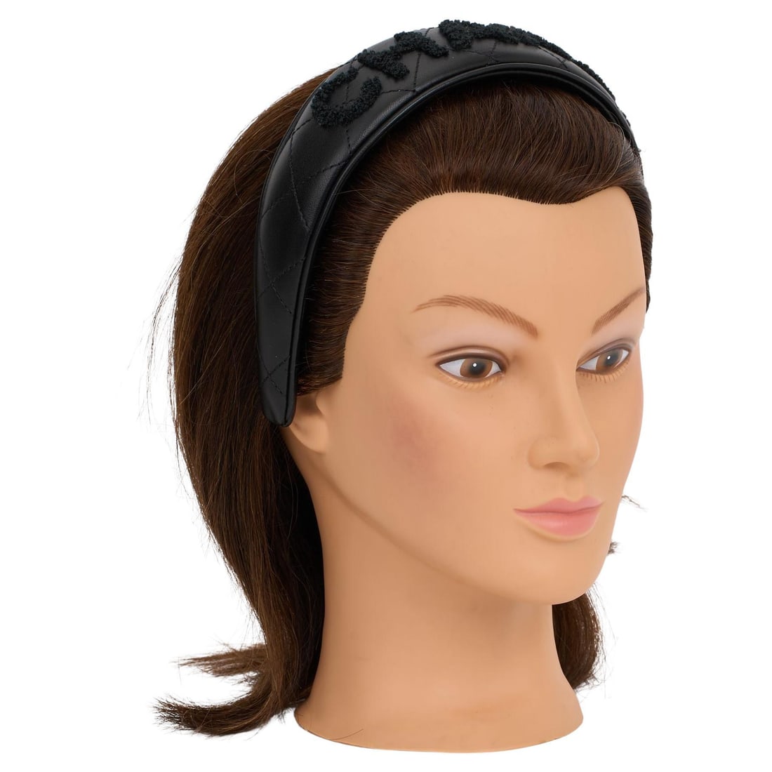 Chanel 2024 Black Sheepskin Leather Headband with Quilted Design (1 of 4)