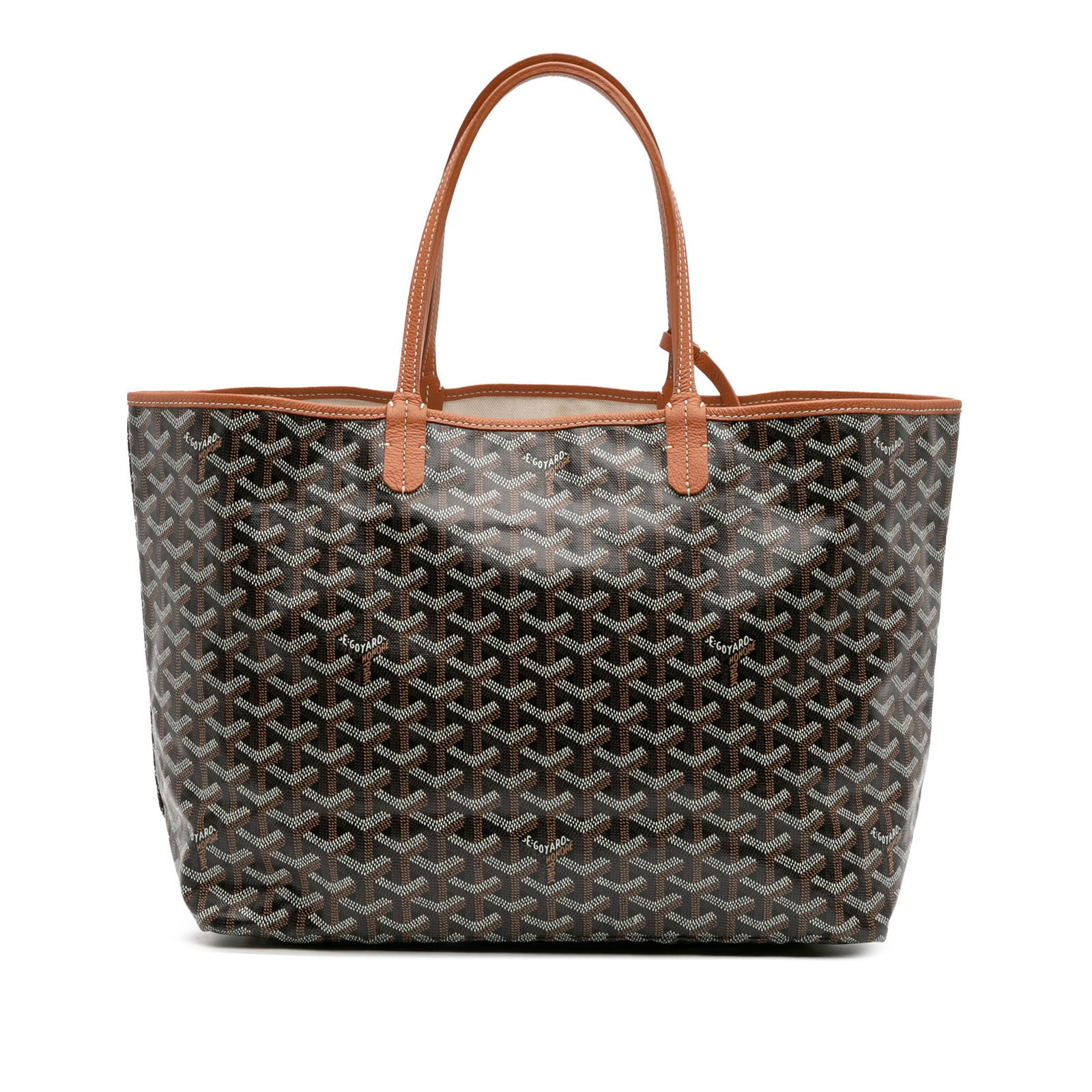 Goyard Goyardine Saint Louis PM Black Coated Canvas Bag: Goyard Goyardine Saint Louis PM Black Coated Canvas Bag The Goyardine Saint Louis PM is an elegant tote bag crafted from durable coated canvas with luxurious leather trim. This stylish bag features fl