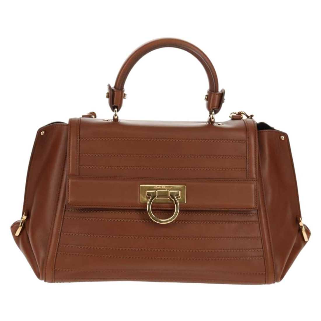 Sofia Satchel Handbag in Brown by Salvatore Ferragamo (1 of 2)