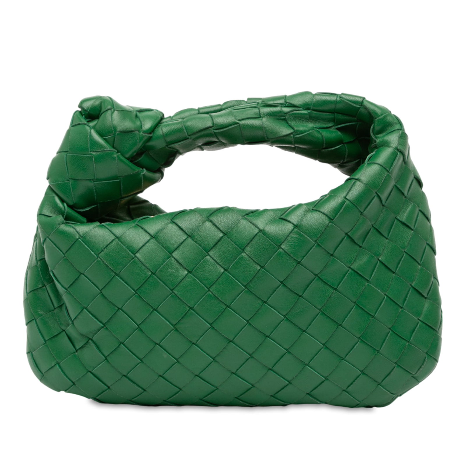 Bottega Veneta Mini Nappa Intrecciato Jodie Green Leather Bag: Bottega Veneta Mini Nappa Intrecciato Jodie Green Leather Bag Introducing the Bottega Veneta Mini Nappa Intrecciato Jodie, a stylish bag crafted from exquisite woven leather. This bag features a uniqu