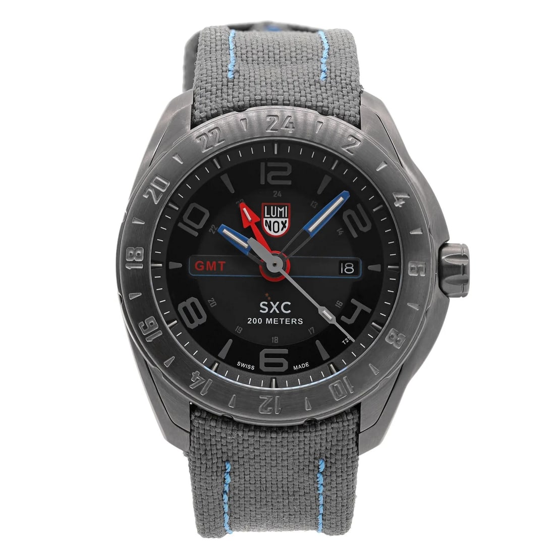 Luminox SXC Space GMT 45.5mm Pilot Watch Quartz Gray Nylon Band: Luminox SXC Space GMT 45.5mm Pilot Watch Quartz Gray Nylon Band Discover the Luminox SXC Space GMT wristwatch, designed for pilots and aviators. This striking timepiece features a durable stainless st