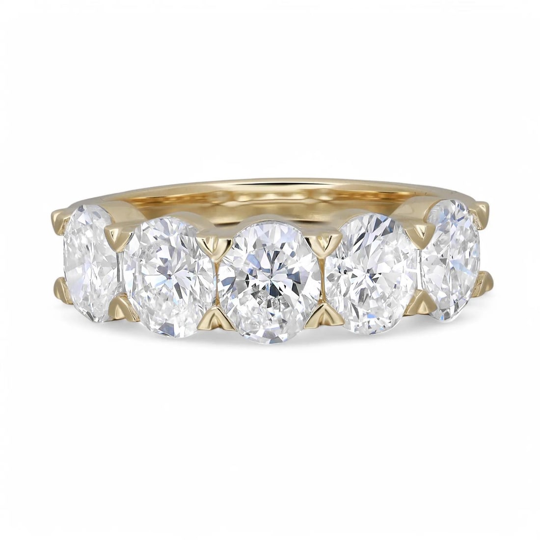 Rachel Koen 5 Stone Oval Cut Lab Grown Diamond Band Ring 14K Yellow Gold 3.23Cttw Adjustable (1 of 8)