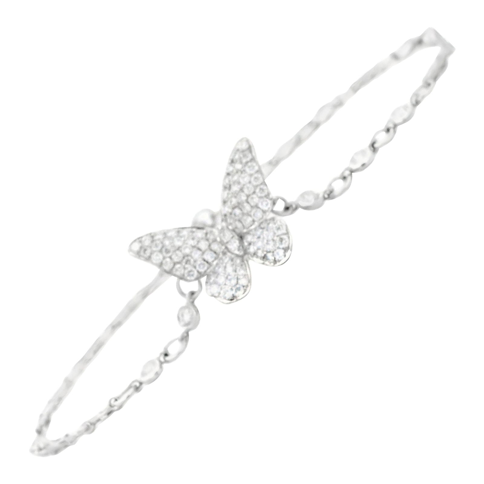 1.42ct Diamond Butterfly Bracelet 18k White Gold: 1.42ct Diamond Butterfly Bracelet 18k White Gold This exquisite 1.42ct Diamond Butterfly Bracelet is crafted from luxurious 18k white gold, showcasing 139 round diamonds totaling 1.42 carats. The diam