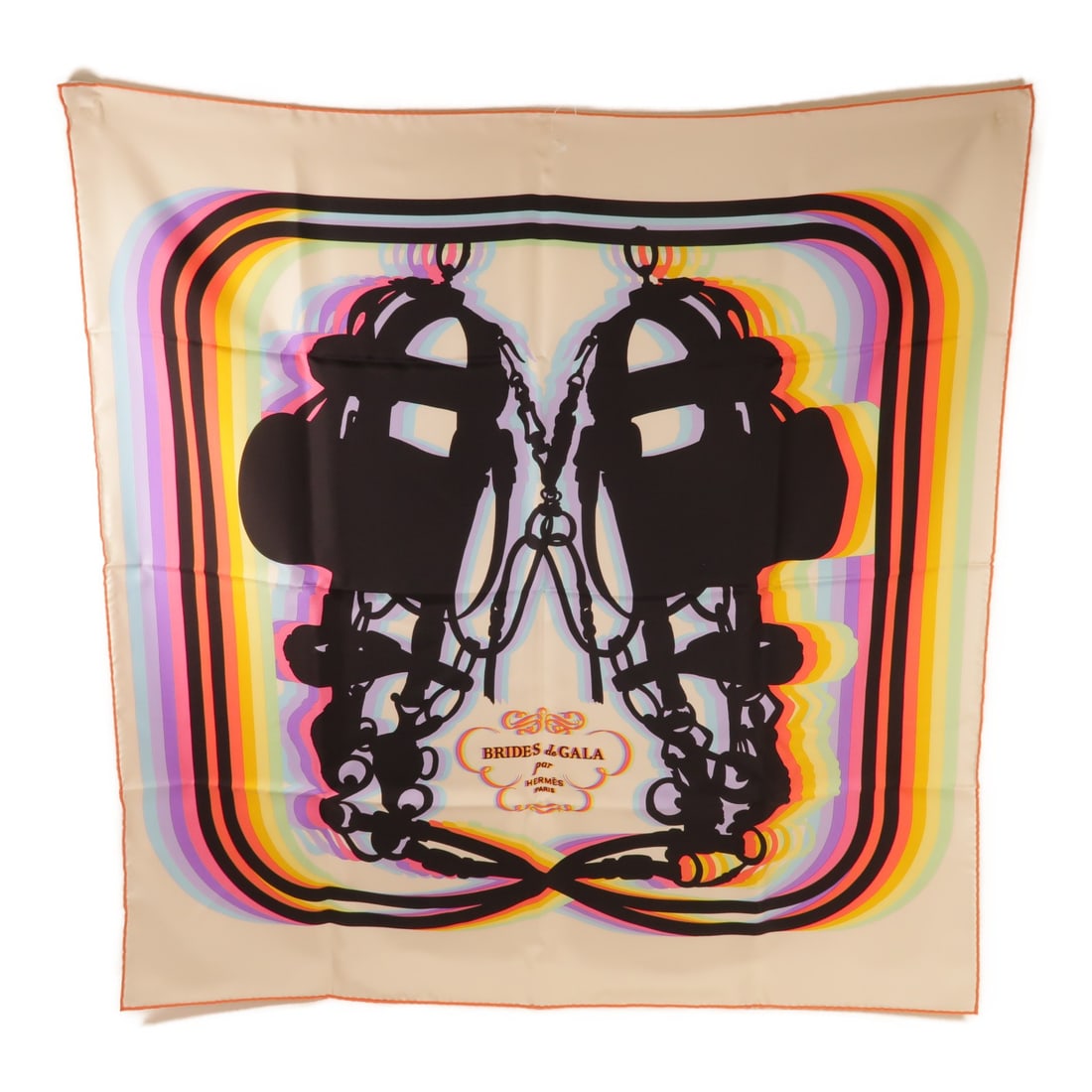 HERMES Silk Scarf Multicolor Beige Elegant Accessory (1 of 9)