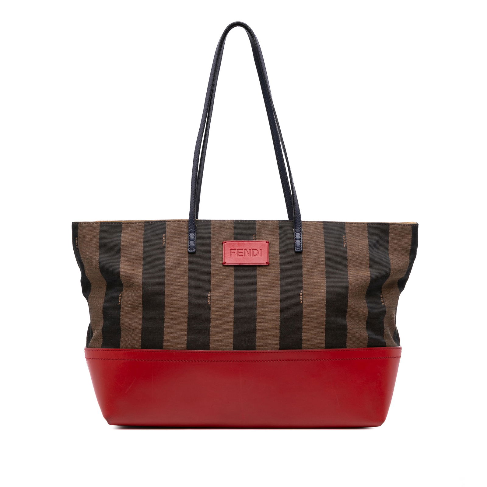 Fendi Medium Pequin Canvas Roll Tote Bag Brown Leather Straps: Fendi Medium Pequin Canvas Roll Tote Bag Brown Leather Straps The Fendi Medium Pequin Canvas Roll Tote is a stylish and practical accessory crafted from canvas and leather. It features flat leather sh