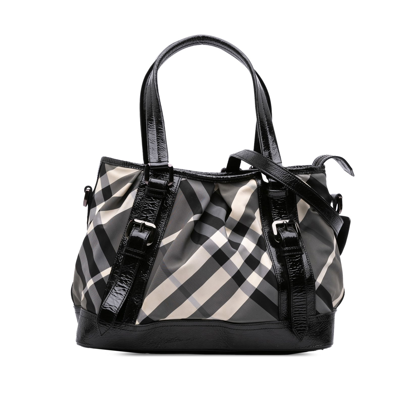 Burberry Beat Check Nylon Satchel with Patent Leather Trim (1 of 10)