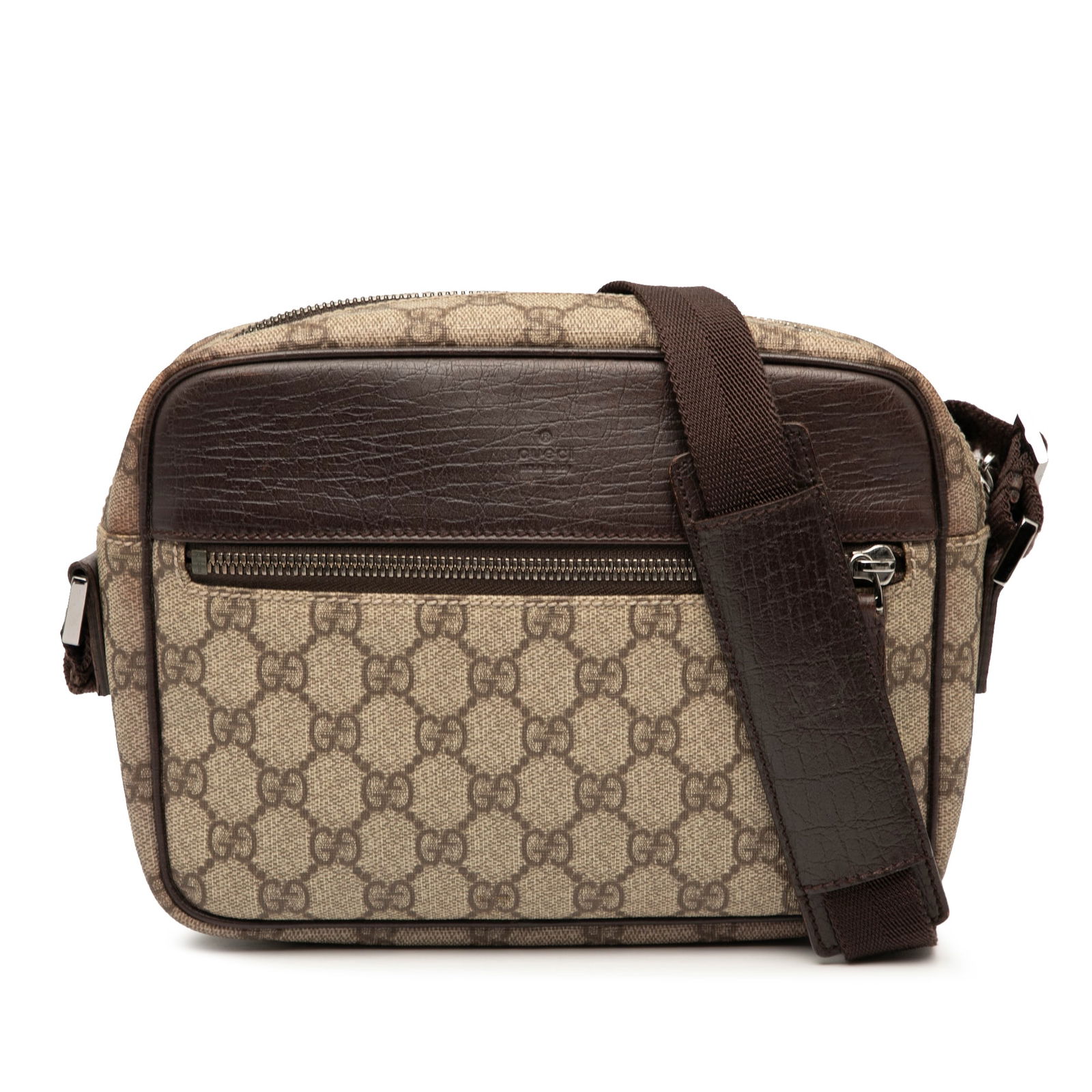 Gucci GG Supreme Crossbody Bag Brown Coated Canvas Italy (1 of 7)