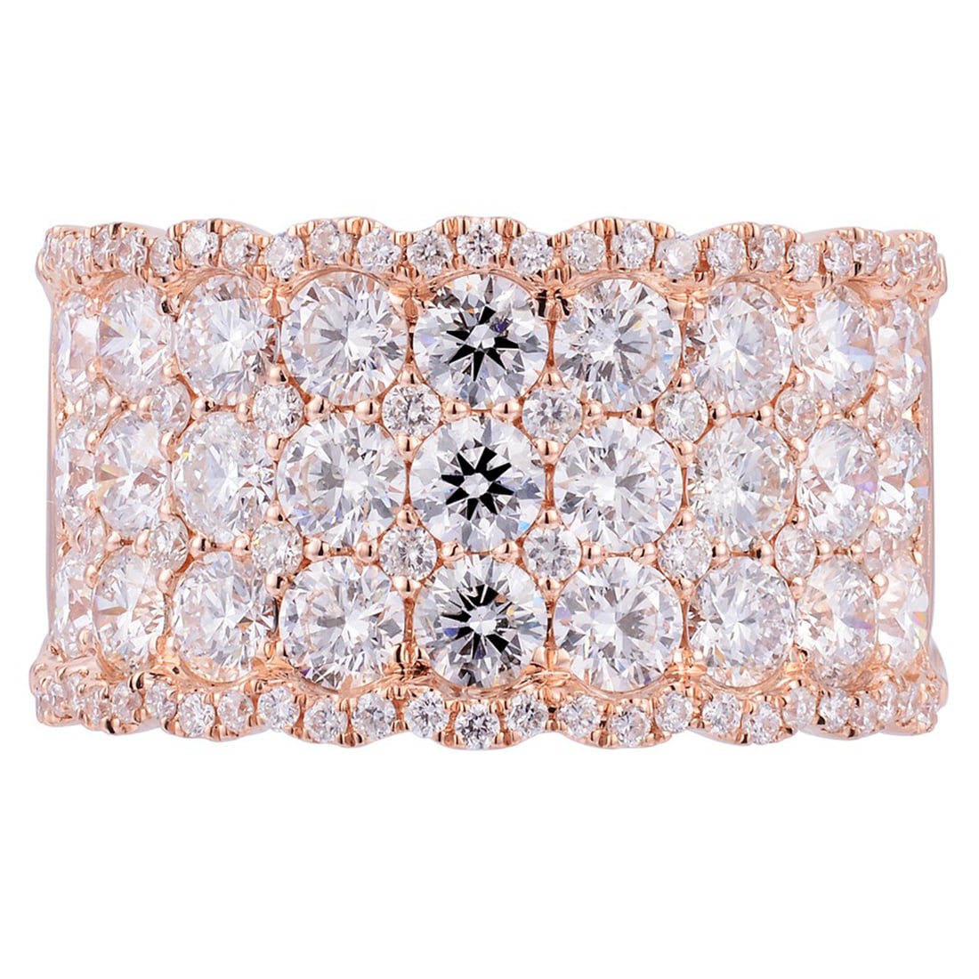 Rachel Koen 18K Rose Gold Diamond Pave Ring 3.00ct Size 6.5 (1 of 7)