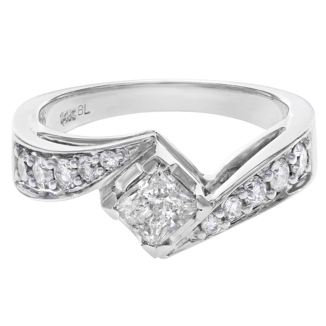Rachel Koen 14K White Gold Princess Cut Diamond Engagement Ring 1.35Ctw Size 7: Rachel Koen 14K White Gold Princess Cut Diamond Engagement Ring 1.35Ctw Size 7 Elevate your engagement with this stunning princess cut diamond accented ladies engagement ring, beautifully crafted in 1