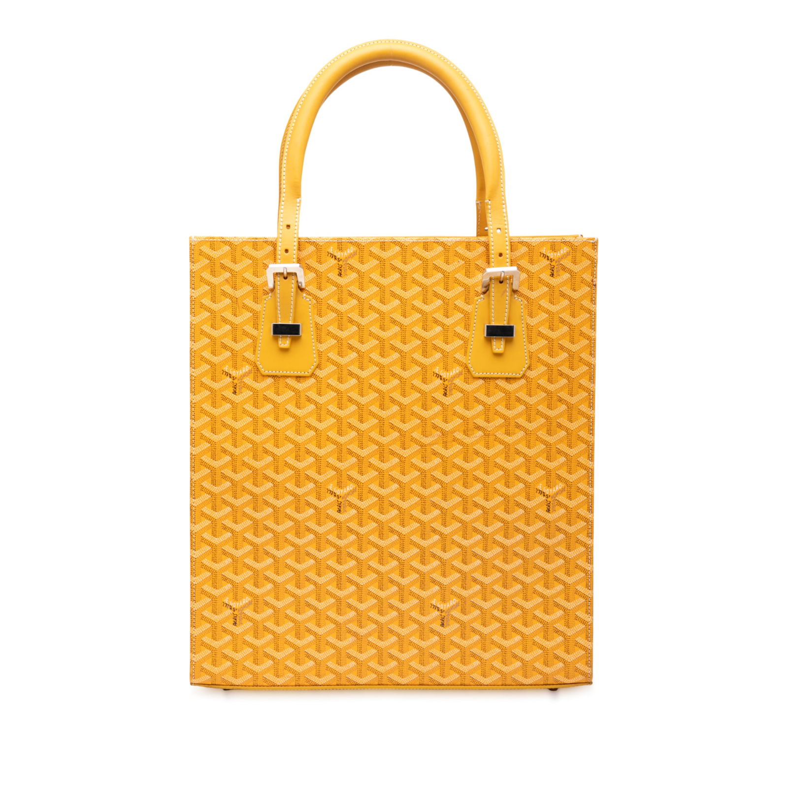 Goyard Goyardine Comores Tote GM Yellow Coated Canvas Bag: Goyard Goyardine Comores Tote GM Yellow Coated Canvas Bag The Goyardine Comores Tote GM is a stylish and functional bag crafted in France from durable coated canvas. This tote features adjustable roll