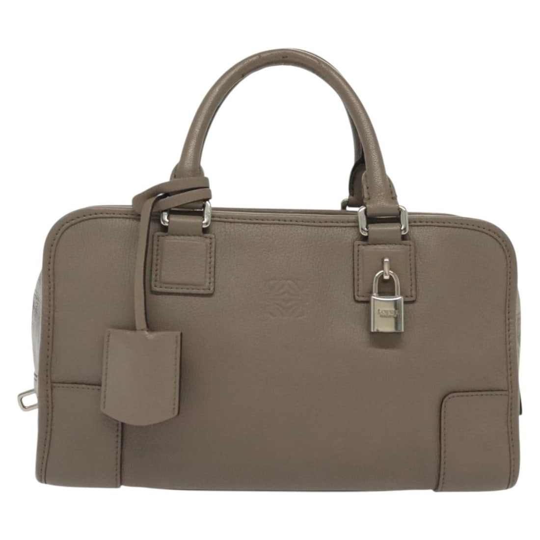 Amazona Gray Bag by Loewe for Women: Amazona Gray Bag by Loewe for Women This Loewe Amazona bag features a gray exterior with minor signs of wear, including slight rubbing on the outer surface, handles, corners, and pocket, as well as so