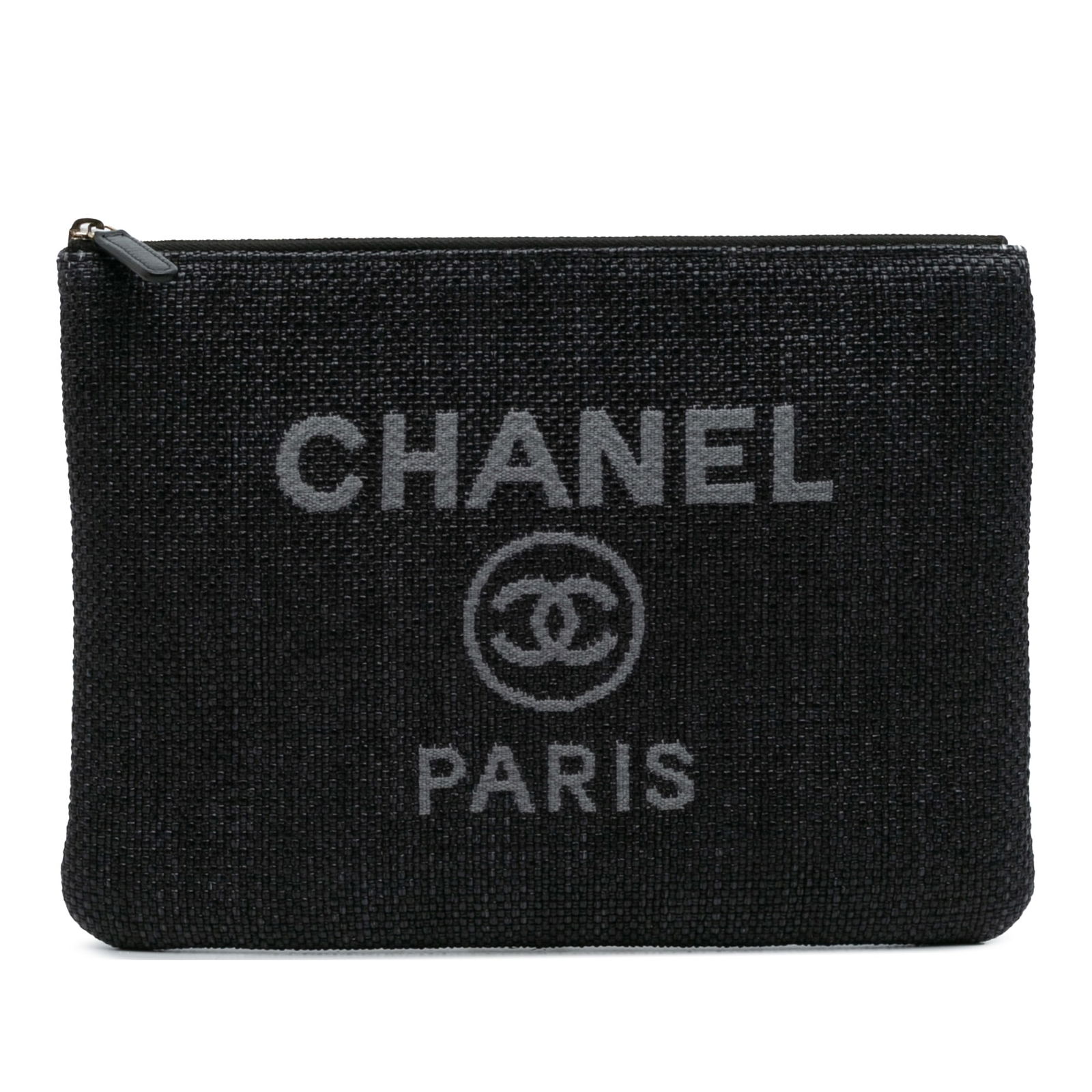 Chanel Medium Black Straw Deauville O Case Clutch Bag Italy (1 of 11)