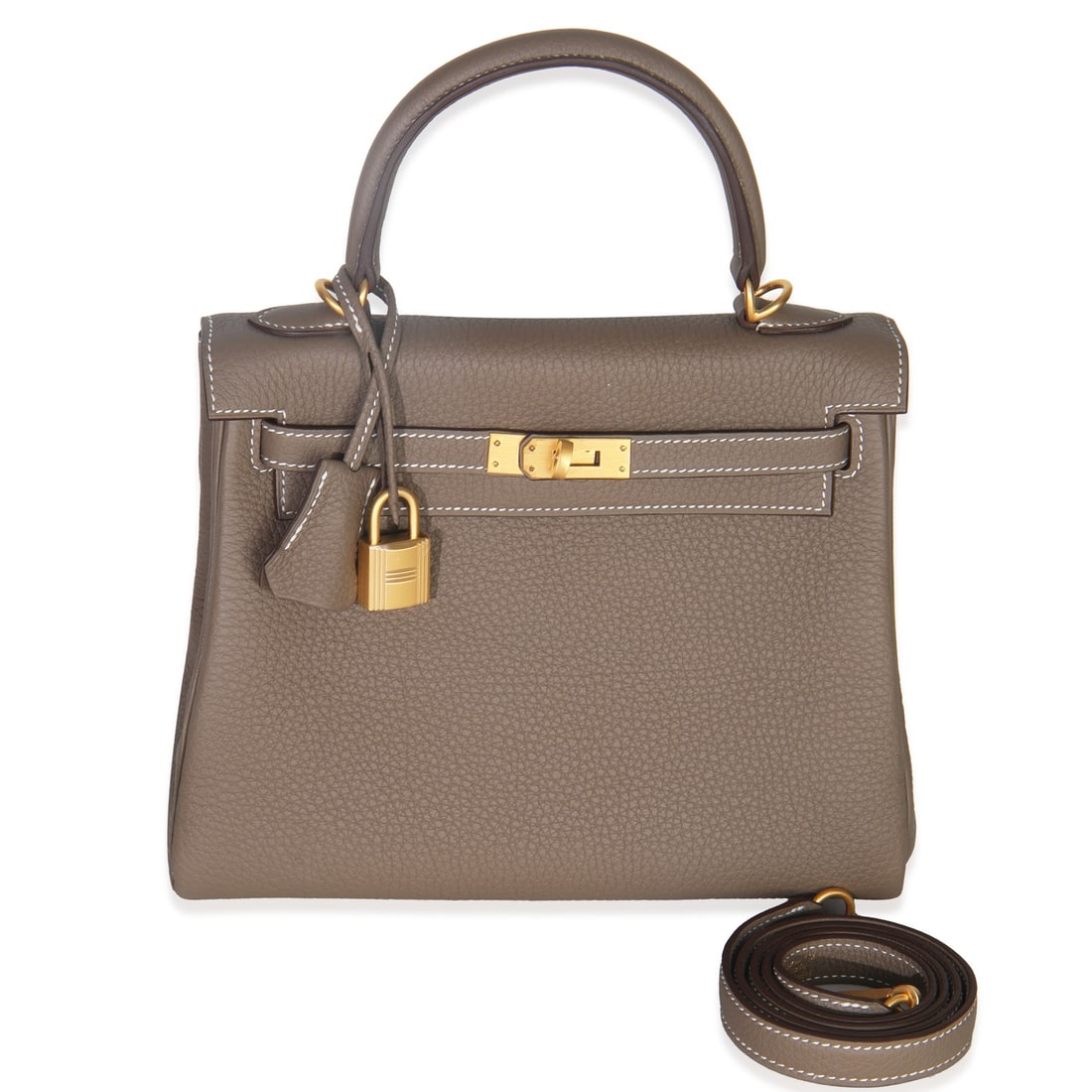 Hermes Kelly 25 Etoupe Togo Leather Gold Hardware Shoulder Bag with Accessories (1 of 10)